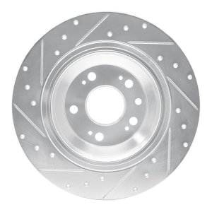 Acura TL Brake Rotor (1) - Rear Right - R1 Concepts - Drilled & Slotted - Silver - `09-`14